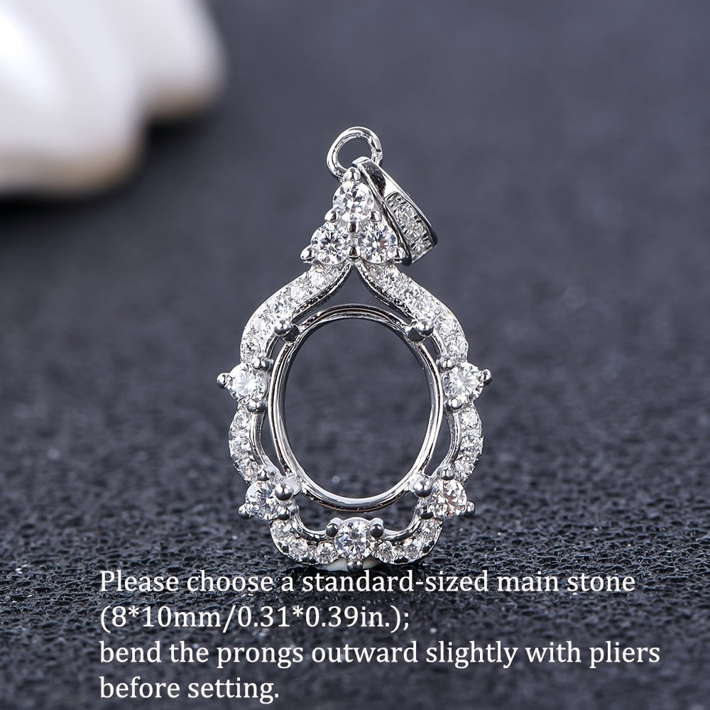 8*10mm Simple Pendant Setting, S925 Sterling Silver, Suitable for Handmade DIY Women's Pendants, Jewelry Findings