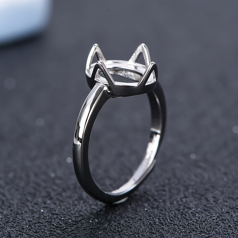 925 Sterling Silvery Material, 5x7mm to 10x14mm Mainstone, Simple Style Ring Setting, Suitable for Handcrafting Flat-bottomed stones, Minimalist Design for Women, Jewelry Making