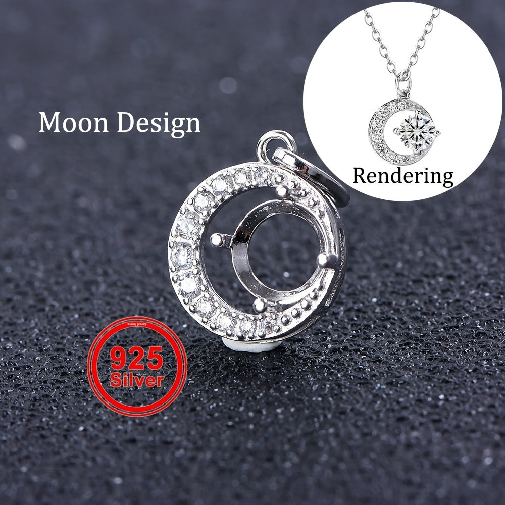 5-9mm Adjustable Pendant Mounting, S925 Sterling Silver Pendant Base, Women's Delicate Moon Design Jewelry Accessory