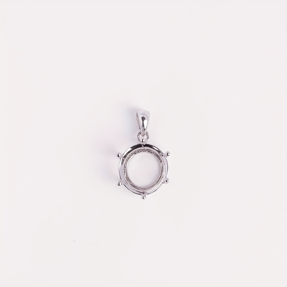 1pc 5-20mm Round 6 Prongs Pendant Settings Solid 925 Sterling Silvery Charm Bezel for Gemstone Rose Golden Plated