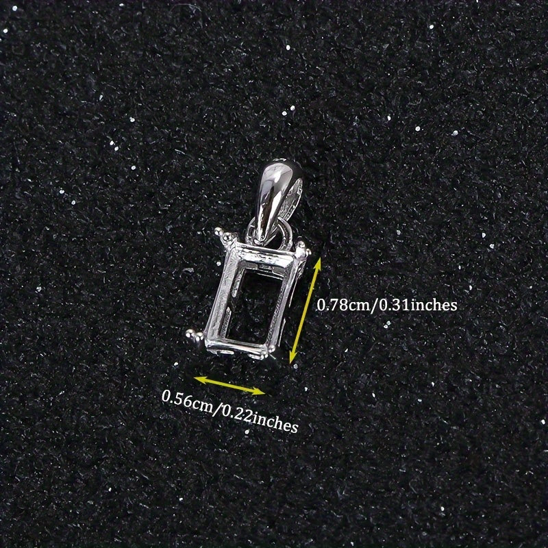 4*6-10x14mm Square Pendant Base, Simple 8-Claw Pendant Setting, S925 Silver, DIY Jewelry Findings, Jewelry Making