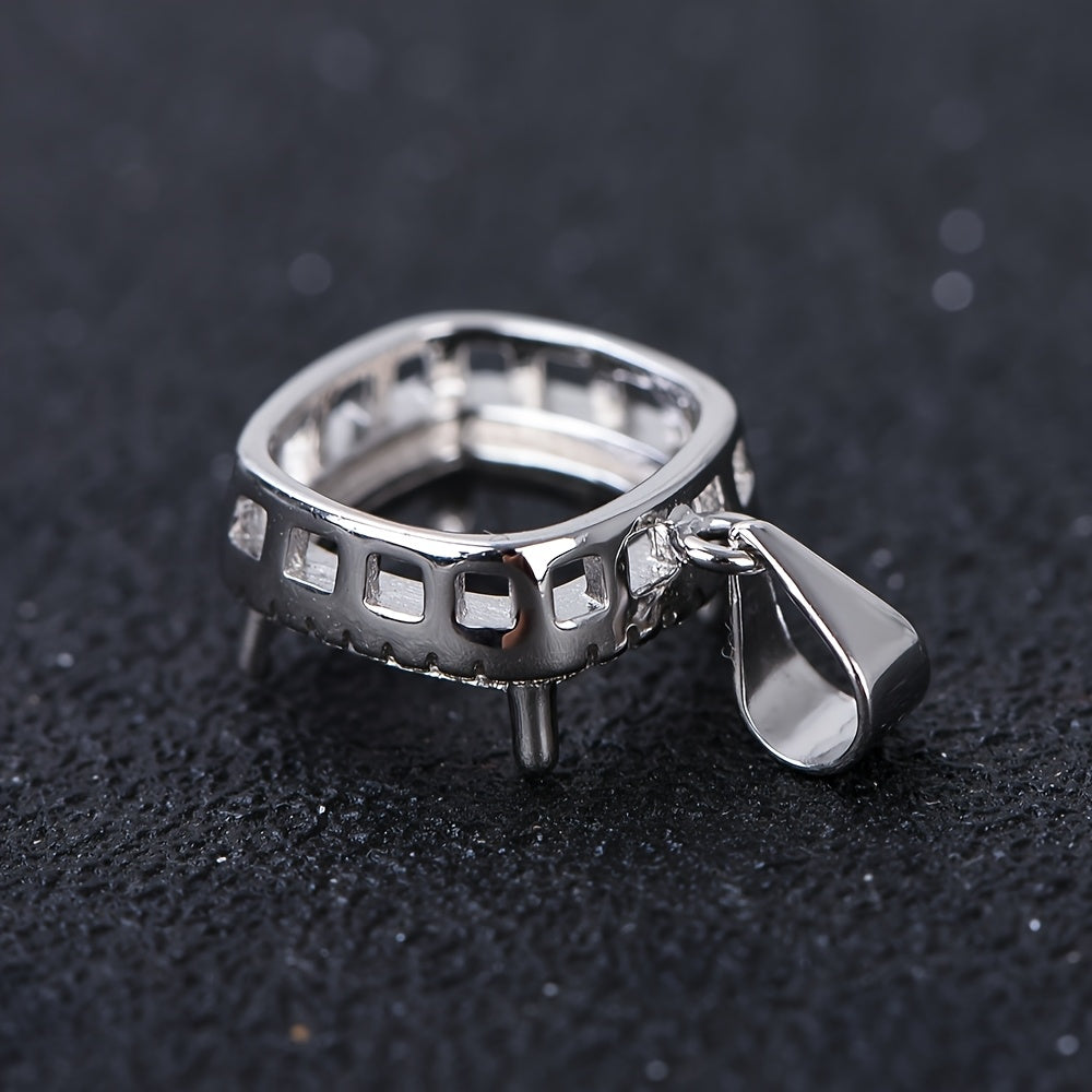S925 Silver Minimalist Pendant Setting for 10mm Cushion-Cut Stones - Jewelry Making DIY Accessories