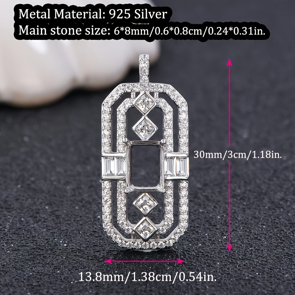 6*8mm Octagon Pendant Mounting, Exquisite and Unique Style, S925 Silver Material, Women's DIY Jewelry Pendant Accessory, Jewelry Making