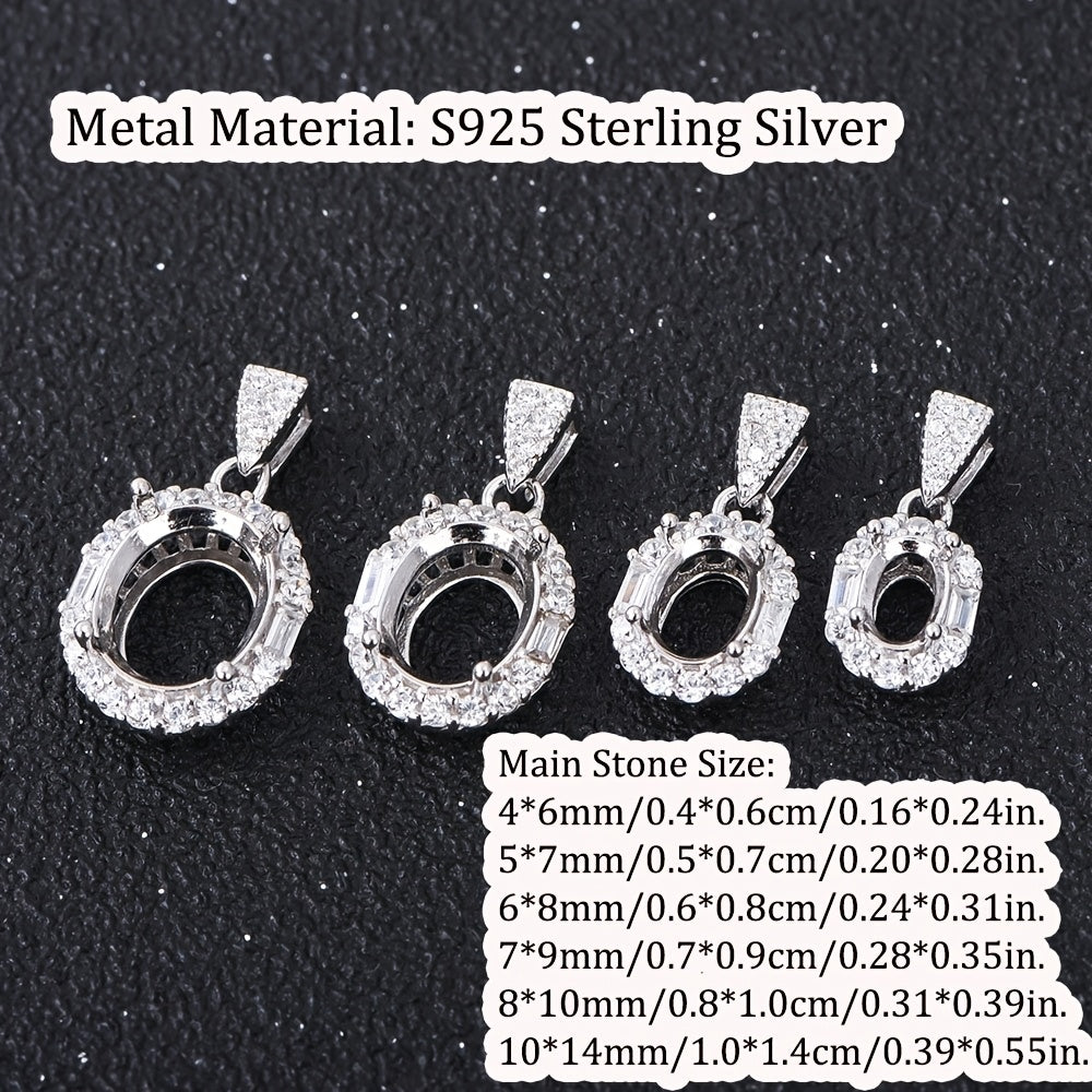 4*6-10*14mm Oval Pendant Blank Setting for Multiple Stone Sizes, S925 Sterling Silver Handmade DIY Women's Pendant Accessory, Jewelry Making