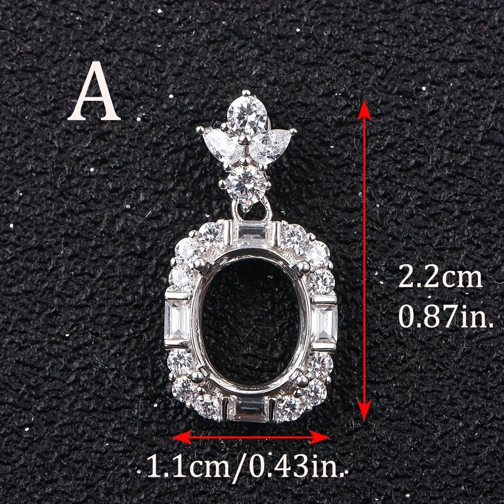 WEATIAPO S925 Silvery Main Material Jewelry Making, 8*10mm Main Stone, Multiple Styles Available, (Note: Model D has Too Fine Lines, Not Suitable for S925 Steel Markings), Jewelry Accessories