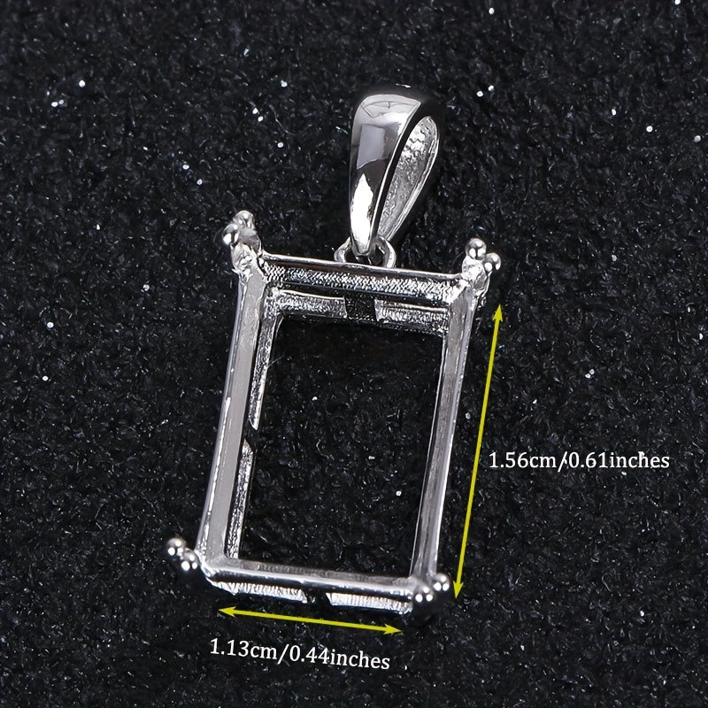 4*6-10x14mm Square Pendant Base, Simple 8-Claw Pendant Setting, S925 Silver, DIY Jewelry Findings, Jewelry Making