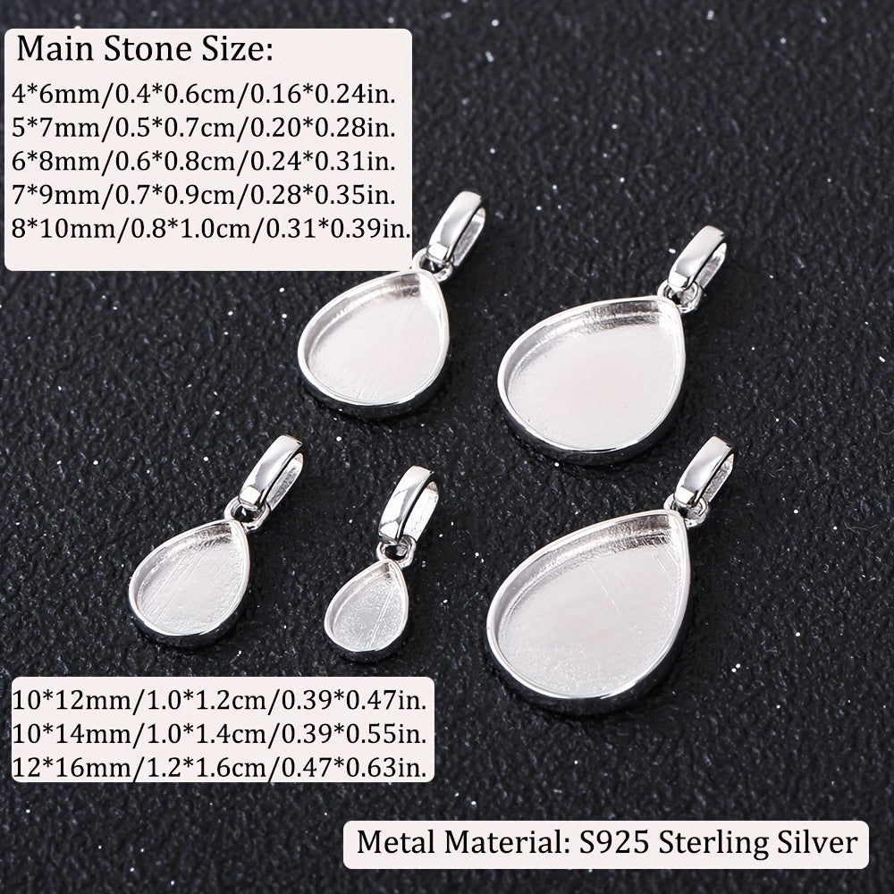 1pc Breast Milk Resin Pear Solid Back Pendant Bezel Settings Solid 925 Sterling Silver Pendant DIY Memory Jewelry, Jewelry Making