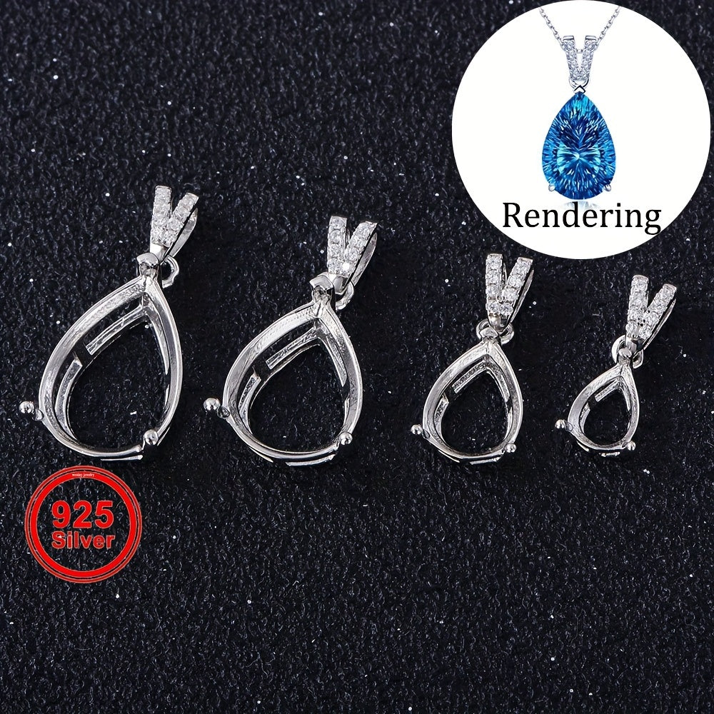 5*7-10*14mm Teardrop Pendant Blank Setting, Multiple Stone Sizes, S925 Sterling Silvery, Handmade DIY Women's Pendant Accessory, Jewelry Making