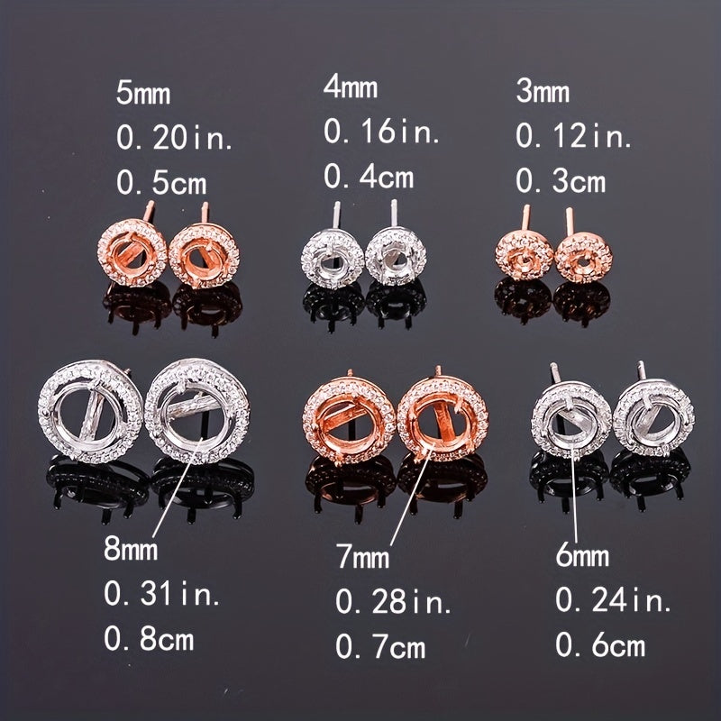 WEATIAPO 925 Silvery Earring Backs - Sleek, Round, and Teardrop Designs with Sparkling Rhinestones for Secure Jewelry Holding, Perfect for Cubic Zirconia and Other Faux Gemstones, Jewelry Making Accessories | Secure Earring Backs | Durable Jewelry Compone