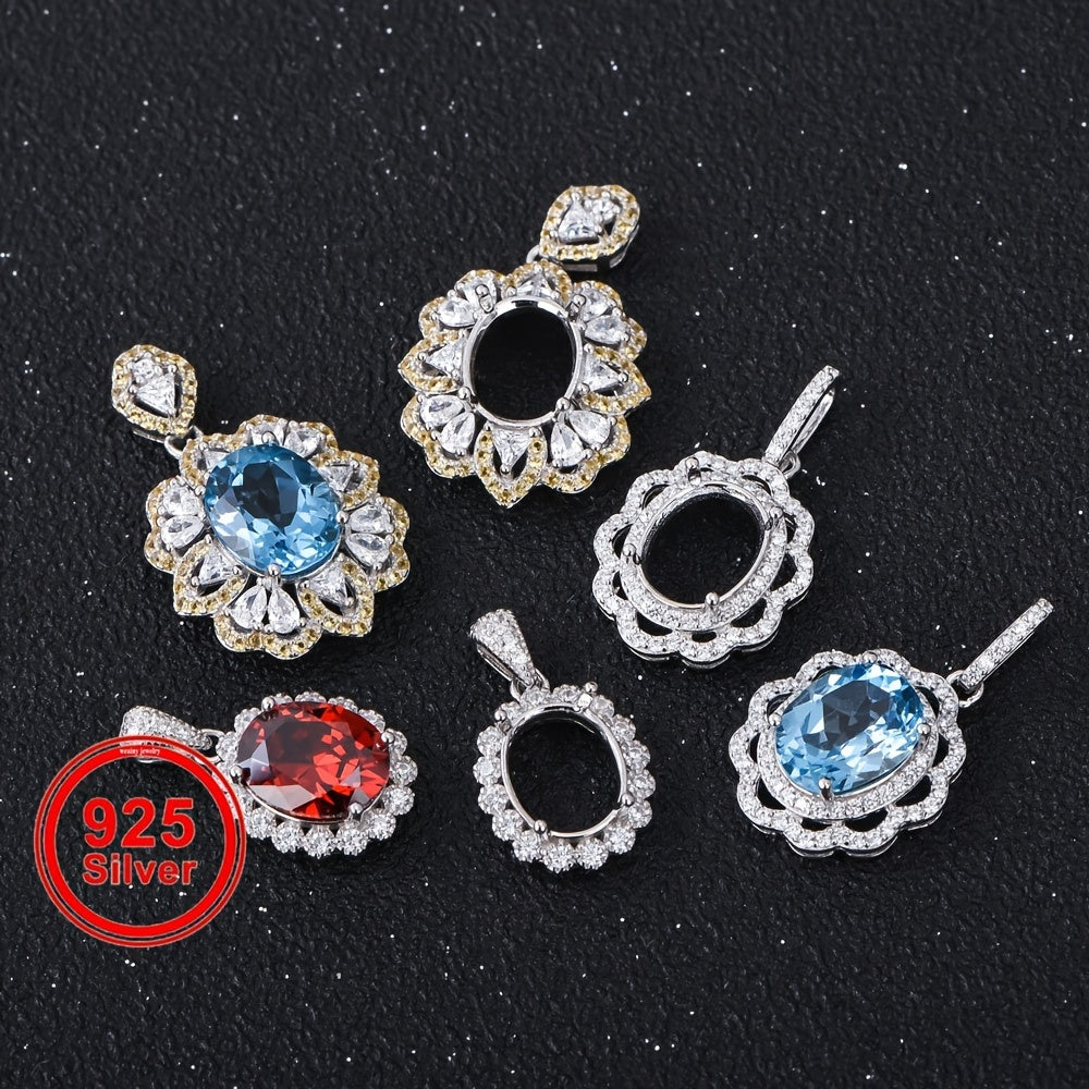 WEATIAPO S925 Silvery Main Material Jewelry Making, 8*10mm Main Stone, Multiple Styles Available, (Note: Model D has Too Fine Lines, Not Suitable for S925 Steel Markings), Jewelry Accessories