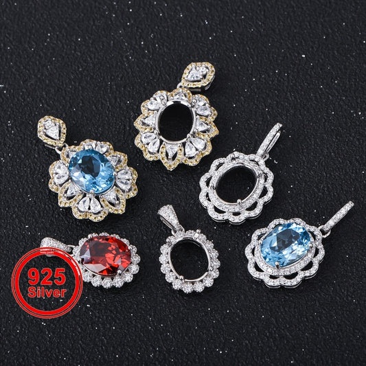 WEATIAPO S925 Silvery Main Material Jewelry Making, 8*10mm Main Stone, Multiple Styles Available, (Note: Model D has Too Fine Lines, Not Suitable for S925 Steel Markings), Jewelry Accessories