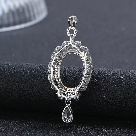 Luxury 12*16mm Dual-Tone Plated 925 Sterling Silver Pendant Setting-DIY Elegant Women's Jewelry