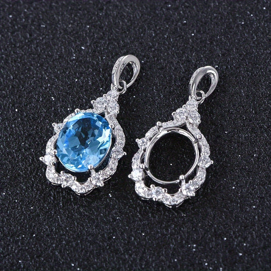 8*10mm Simple Pendant Setting, S925 Sterling Silver, Suitable for Handmade DIY Women's Pendants, Jewelry Findings