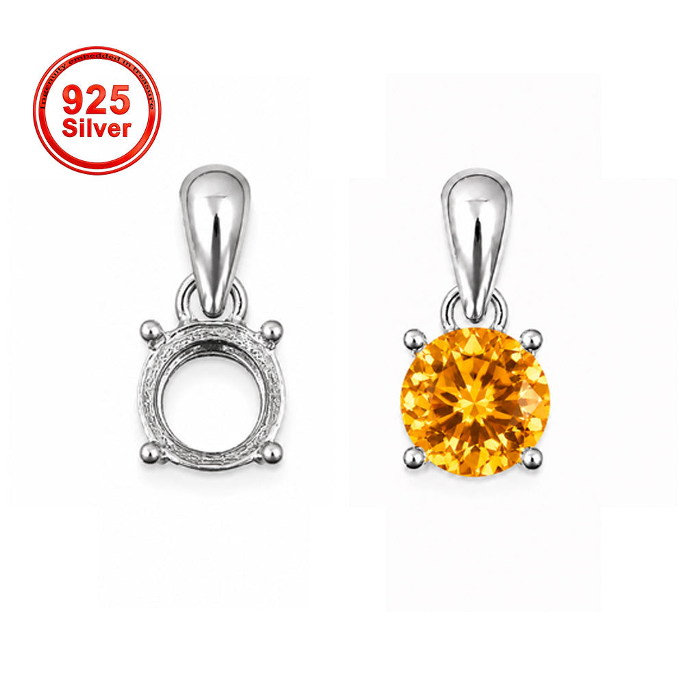 5mm and 6mm Round Four-Prong Pendant Setting in S925 Sterling Silver