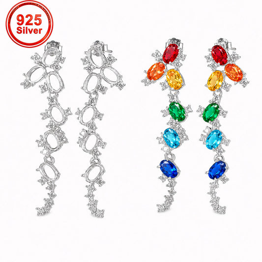 4×6mm Oval Luxury Dangle Earring Setting in S925 Sterling Silver