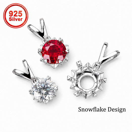 5mm-12mm Snowflake Pendant Setting S925 Sterling Silver for DIY Jewelry Making