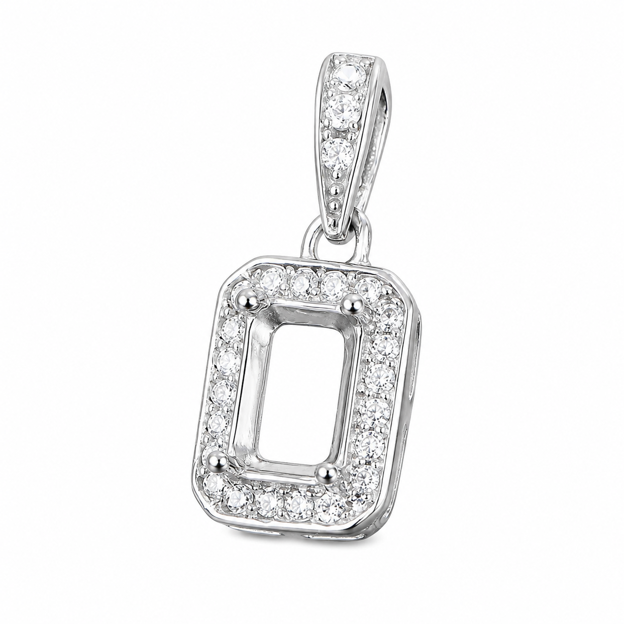 4×6mm Rectangle Pendant Setting in S925 Sterling Silver for DIY Jewelry Making