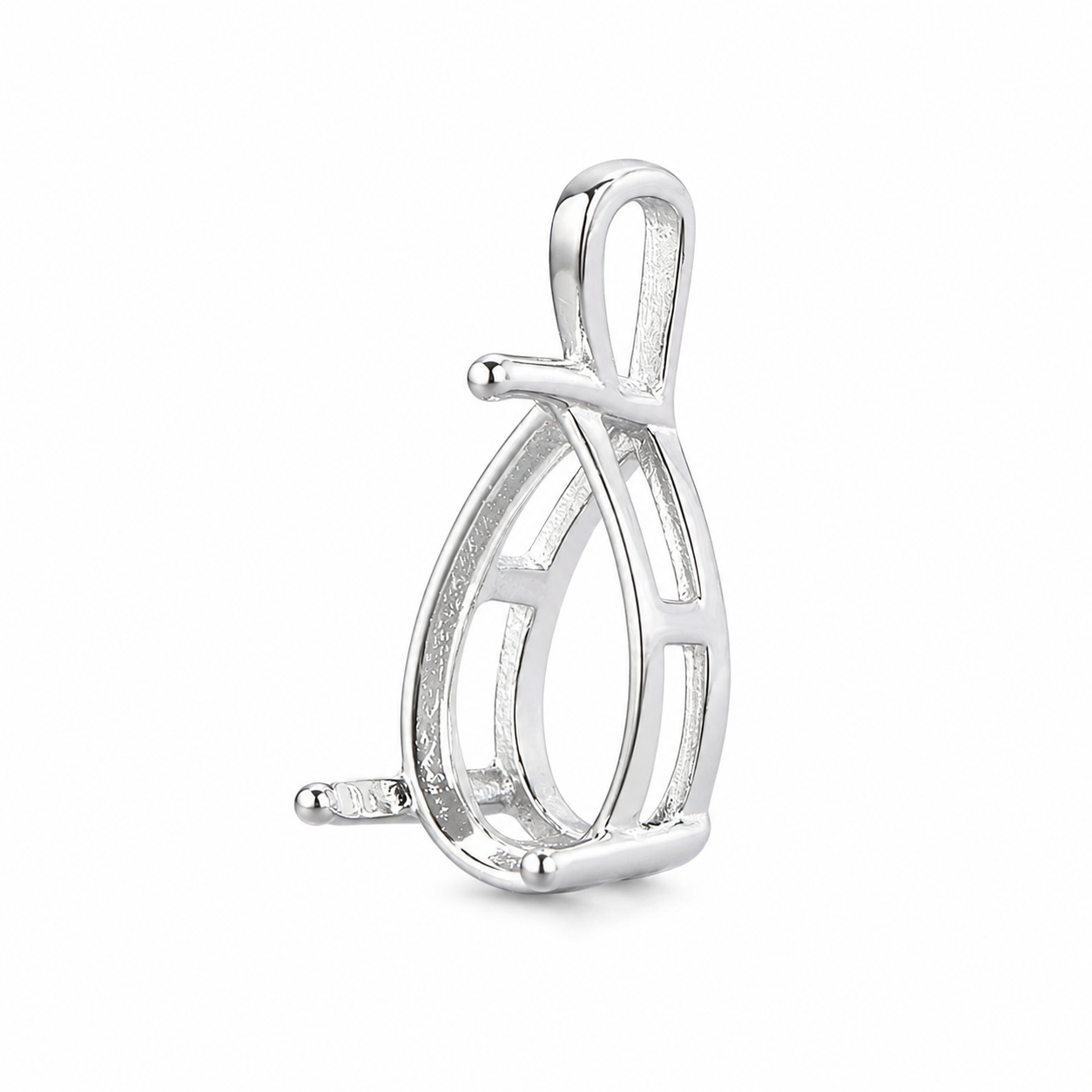 7×10mm Pear Pendant Setting in S925 Sterling Silver for DIY Jewelry Making