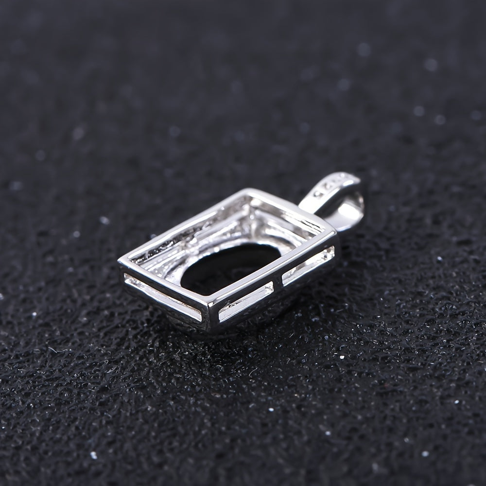 6x8 Simple Bezel Pendant Setting, 925 Silvery, Suitable for Handmade DIY Necklaces, Jewelry Making