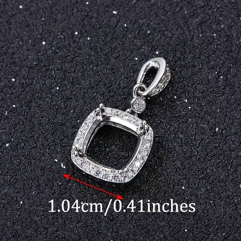 S925 Sterling Silver Cushion Pendant Base - 6-12mm Adjustable DIY Jewelry Base Minimalist Elegance Handmade for Stunning Accessories, Jewelry Making