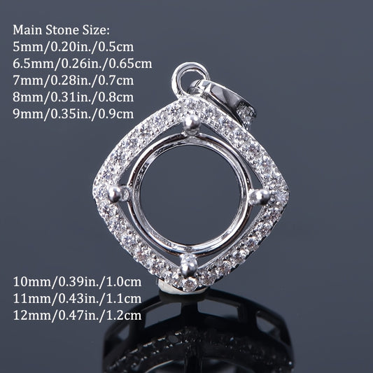 WEATIAPO S925 Silvery Pendant Round 5 to Round 12mm for Jewelry Making