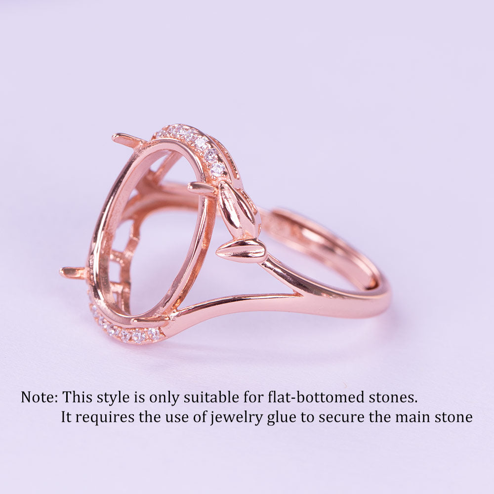 1pc 10*14mm Bamboo Leaf Style Ring Setting, S925 Sterling Silver Material, Suitable for Handcrafting DIY Women's Rings