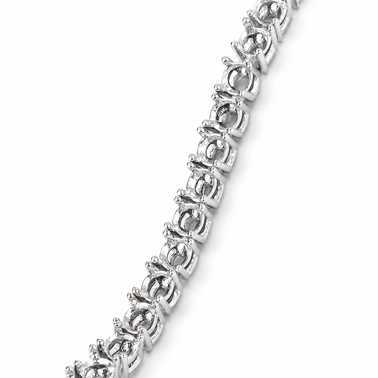 3mm Round Tennis Bracelet Setting S925 Sterling Silver for DIY Jewelry Making