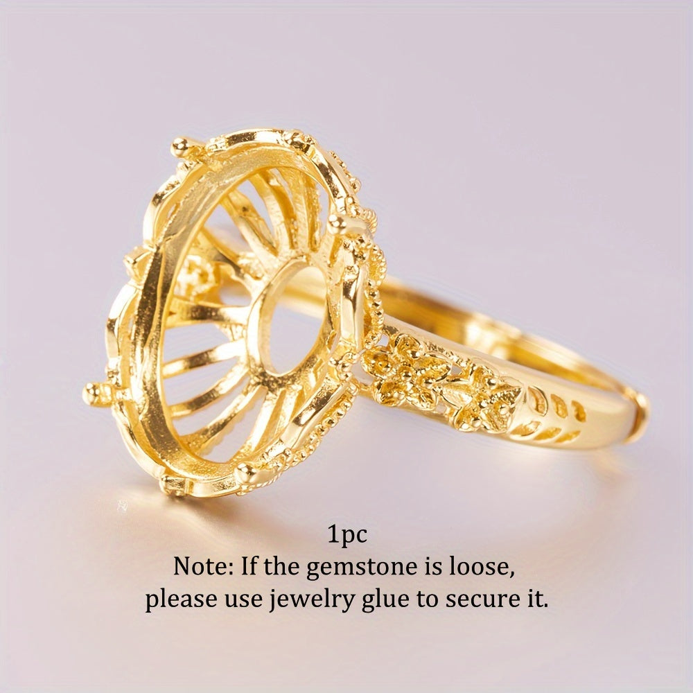 1pc 8*10-10*14mm Size Ring Mounting S925 Sterling Silver Four-Prong Exquisite Flower Style Ring Open Bezel Setting Suitable For Handmade Jewelry Making