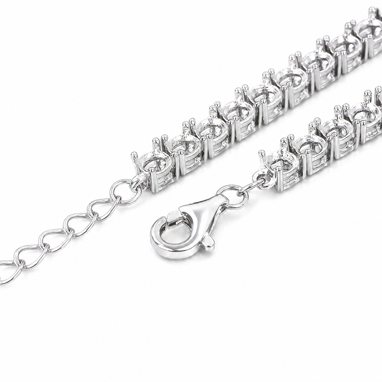 3mm Round Tennis Bracelet Setting S925 Sterling Silver for DIY Jewelry Making