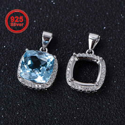 S925 Silver Minimalist Pendant Setting for 10mm Cushion-Cut Stones - Jewelry Making DIY Accessories