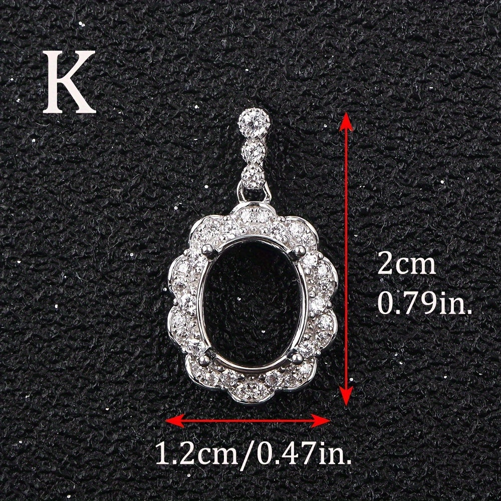 WEATIAPO S925 Silvery Main Material Jewelry Making, 8*10mm Main Stone, Multiple Styles Available, (Note: Model D has Too Fine Lines, Not Suitable for S925 Steel Markings), Jewelry Accessories