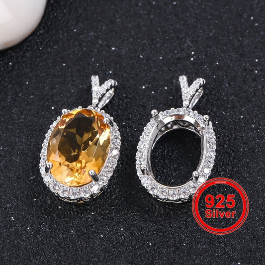 Oval Pendant Blank 10*14mm Delicate Pendant Base S925 Silver Women's DIY Jewelry Pendant Accessory, Jewelry Making, WEATIAPO