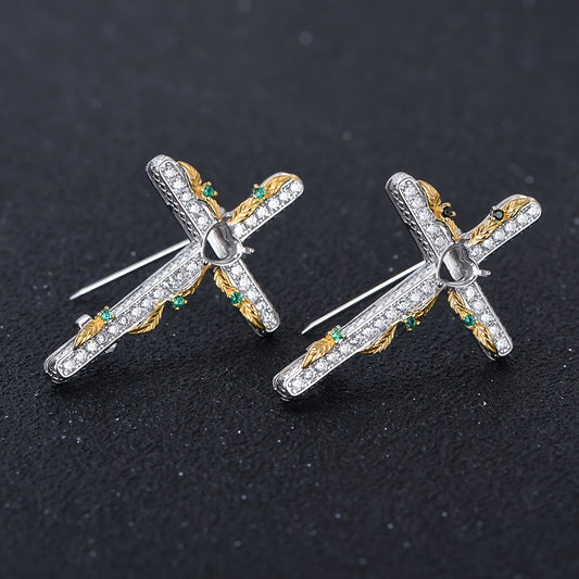 925 Silvery Cross Pendant Base with Cubic Zirconia - Elegant Jewelry Making DIY Kit for Fashion Accessories, Versatile for Brooches and Pins, Jewelry Making Kit|Elegant Accessory|Durable Zirconia, Jewelry Making Supplies