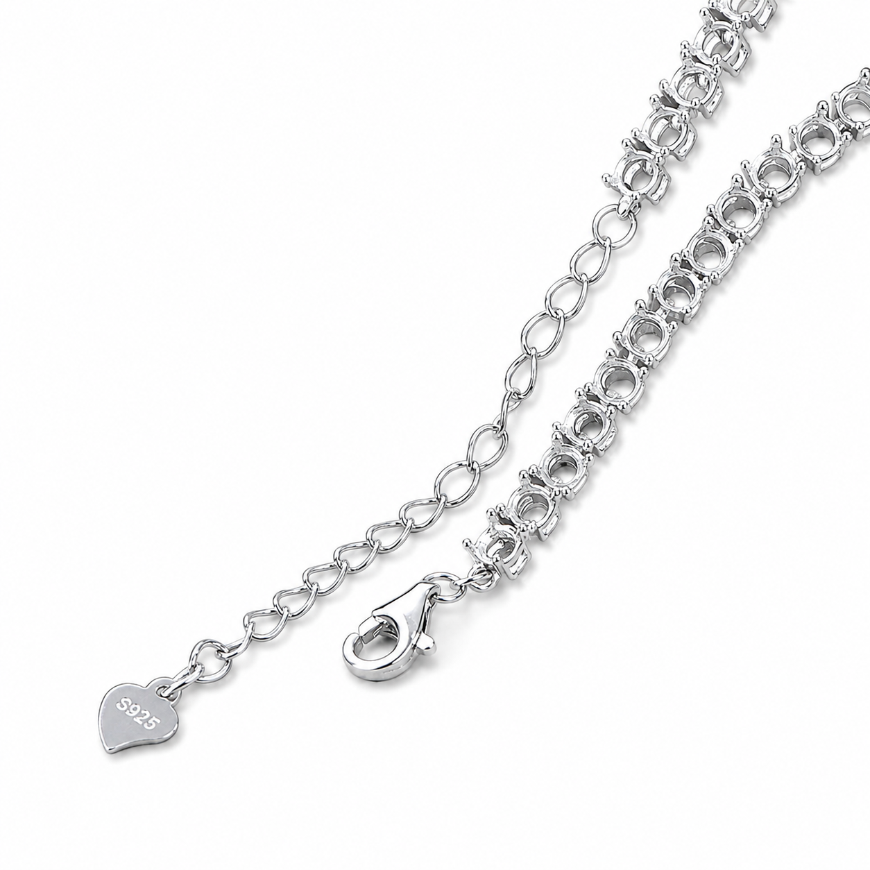 3mm Round Tennis Bracelet Setting S925 Sterling Silver for DIY Jewelry Making