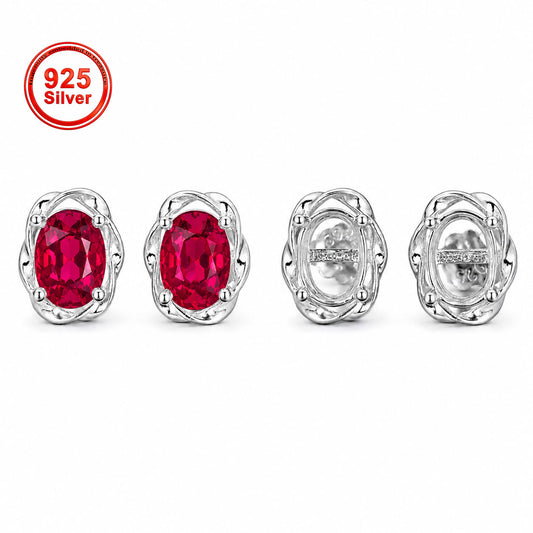 5×7mm Oval Wave Stud Earring Setting S925 Sterling Silver for DIY Jewelry Making