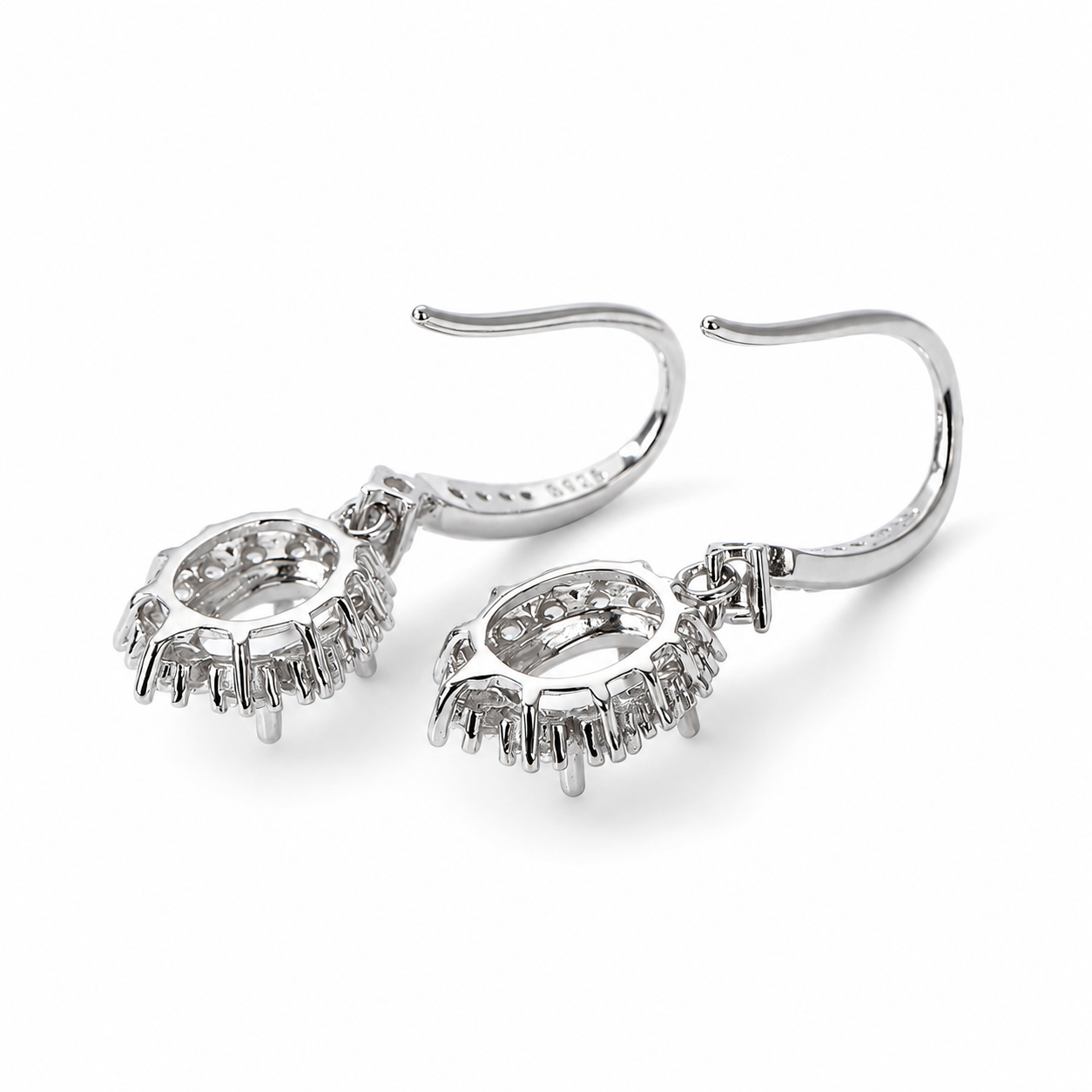 Front View of 5×7mm Oval Dangle Earring Setting