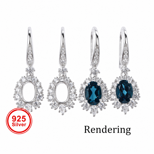 5×7mm Oval Dangle Earring Setting S925 Sterling Silver for DIY Jewelry Making