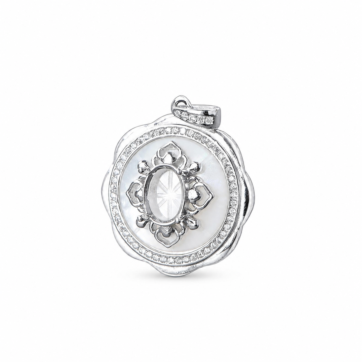 6×8mm Natural Mother of Pearl Vintage Pendant in S925 Sterling Silver