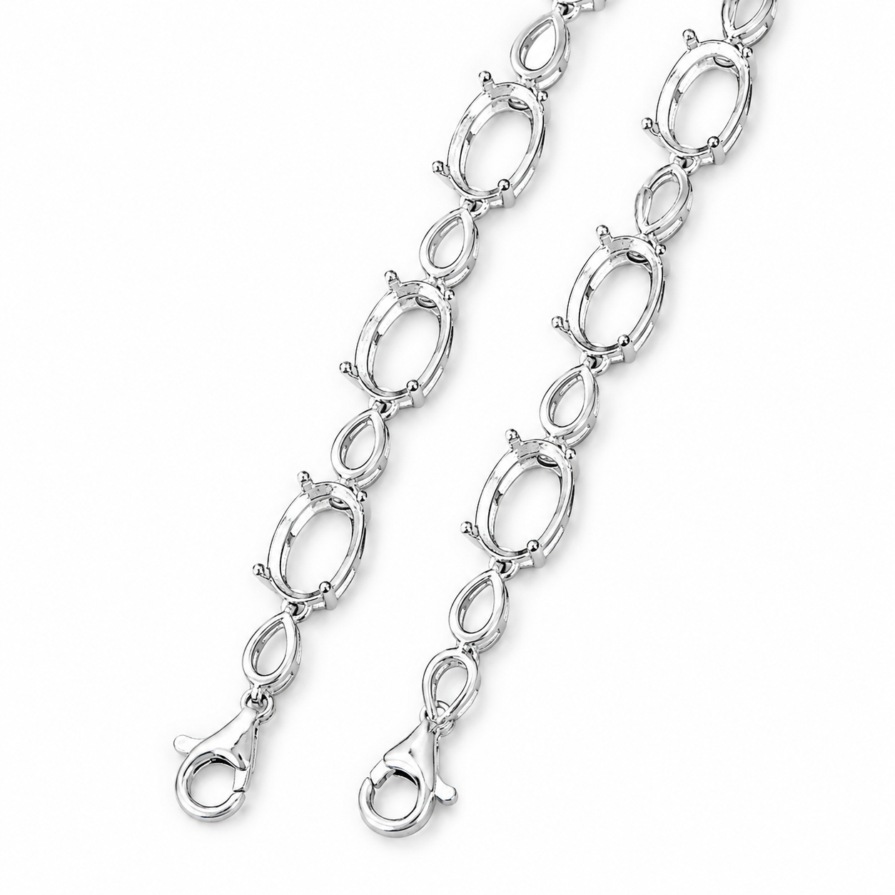 5×7mm & 6×8mm Oval Bracelet Setting S925 Sterling Silver for DIY Jewelry Making