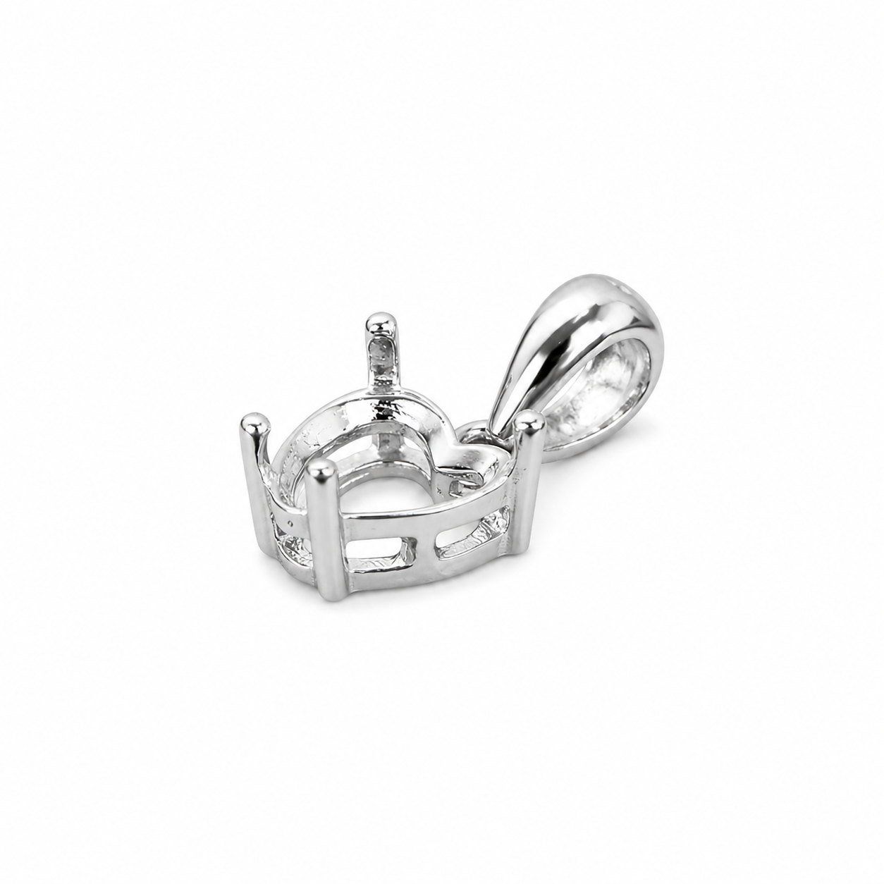 6mm and 7mm Heart Pendant Settings in S925 Sterling Silver