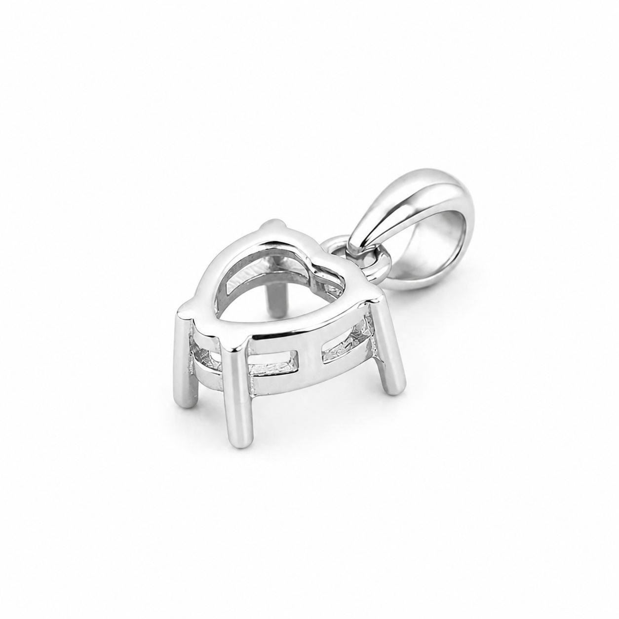 6mm and 7mm Heart Pendant Settings in S925 Sterling Silver