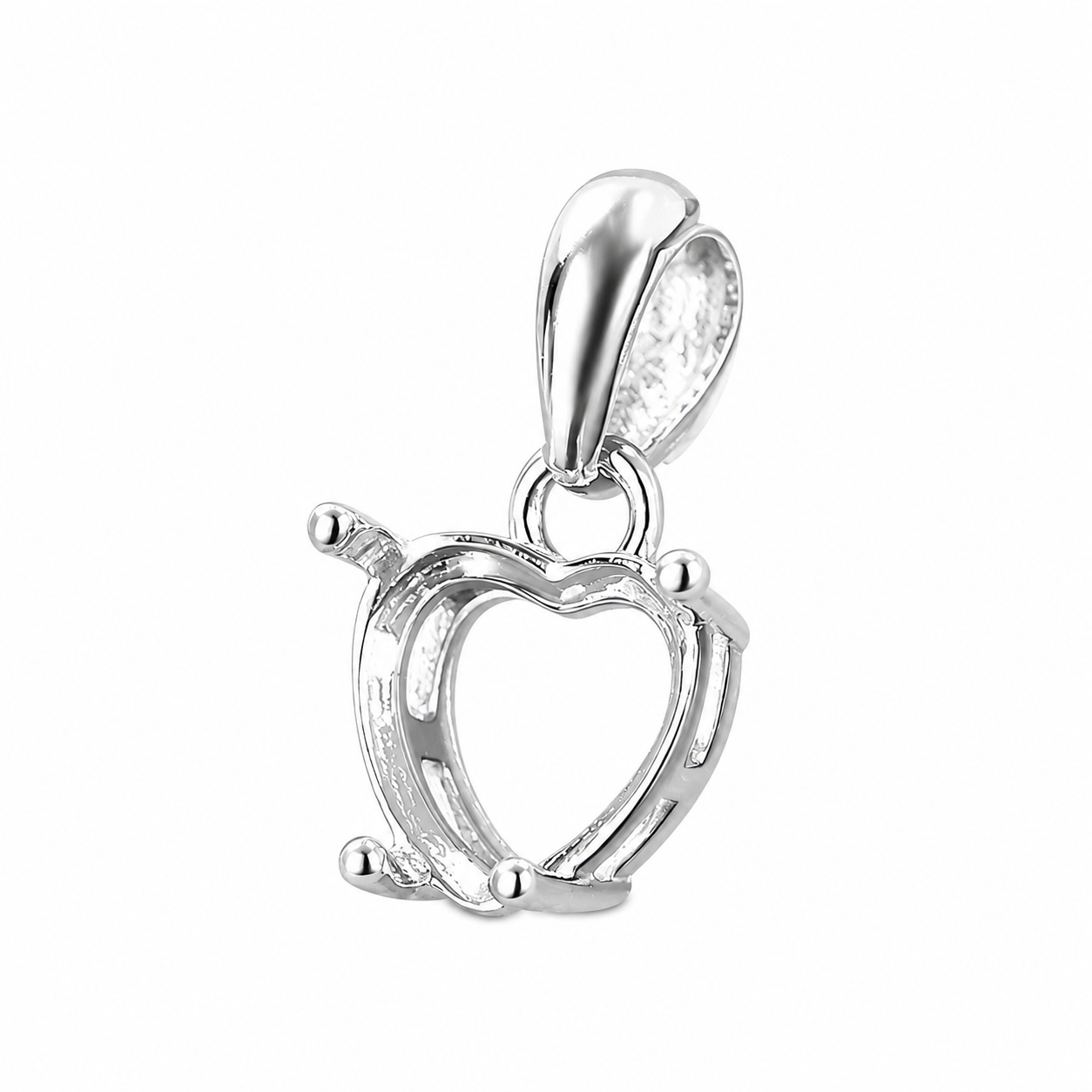 6mm and 7mm Heart Pendant Settings in S925 Sterling Silver