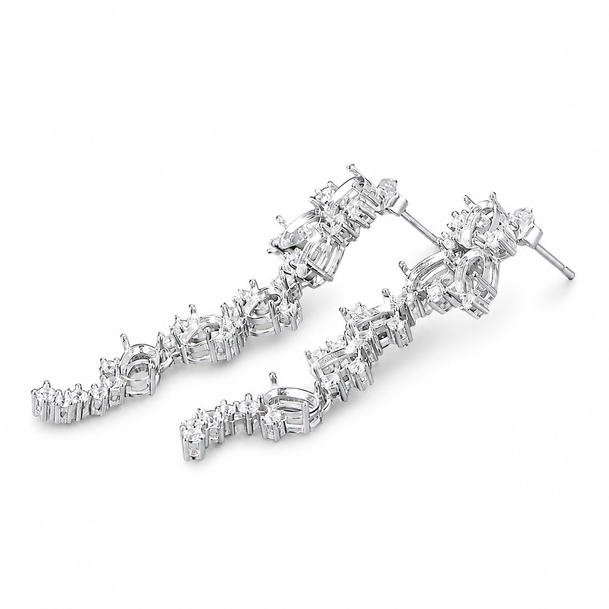4×6mm Oval Luxury Dangle Earring Setting in S925 Sterling Silver