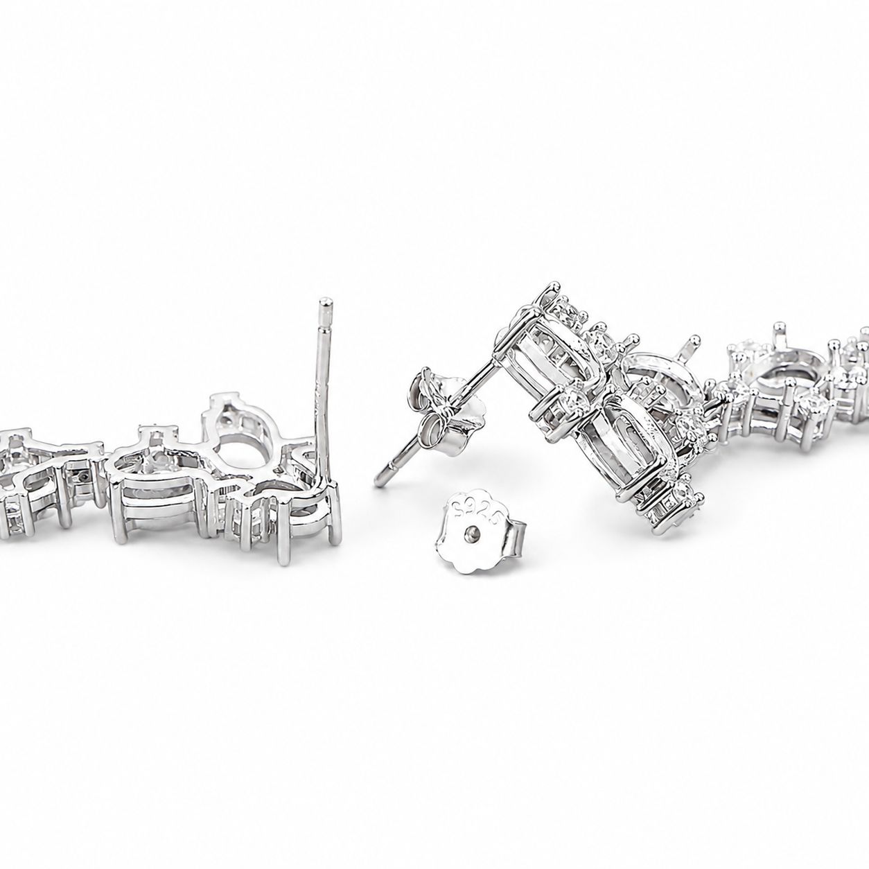 4×6mm Oval Luxury Dangle Earring Setting in S925 Sterling Silver