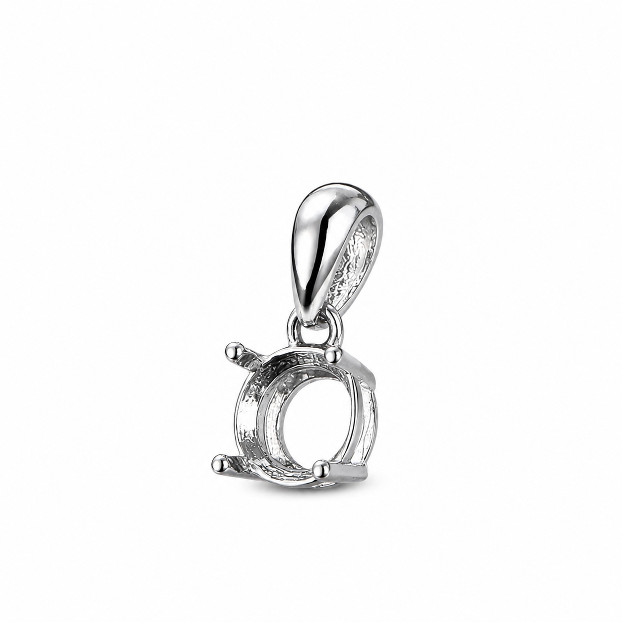 5mm and 6mm Round Four-Prong Pendant Setting in S925 Sterling Silver