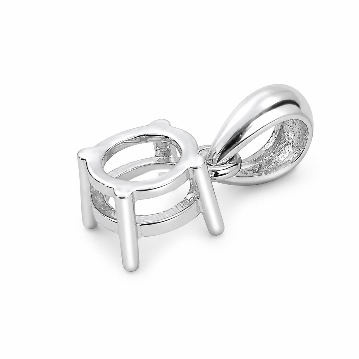 5mm and 6mm Round Four-Prong Pendant Setting in S925 Sterling Silver