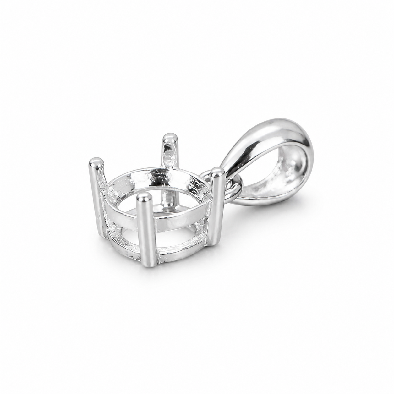 5mm and 6mm Round Four-Prong Pendant Setting in S925 Sterling Silver
