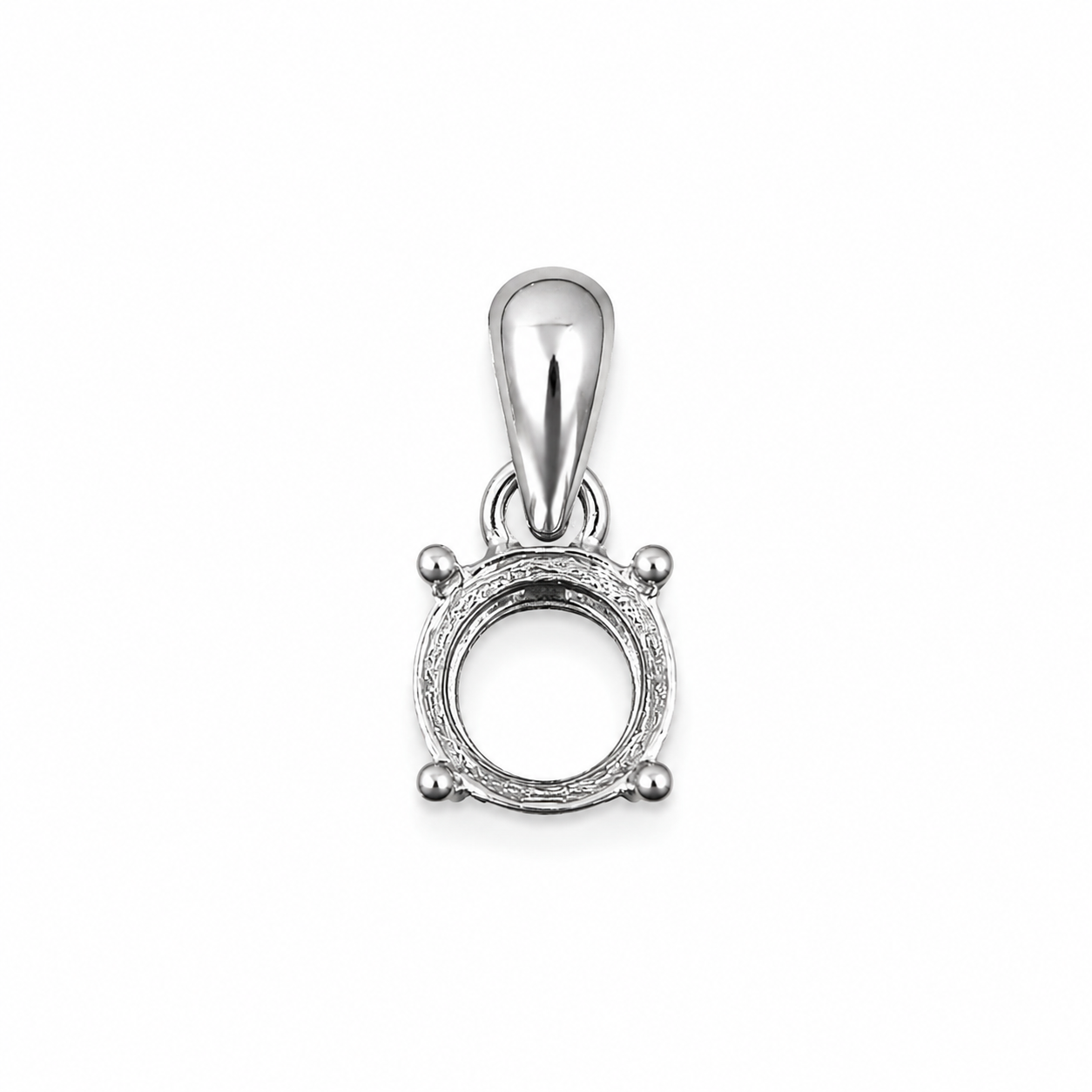 5mm and 6mm Round Four-Prong Pendant Setting in S925 Sterling Silver