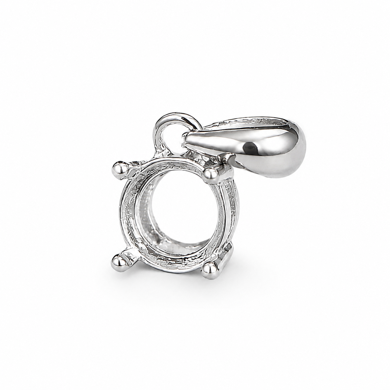 5mm and 6mm Round Four-Prong Pendant Setting in S925 Sterling Silver