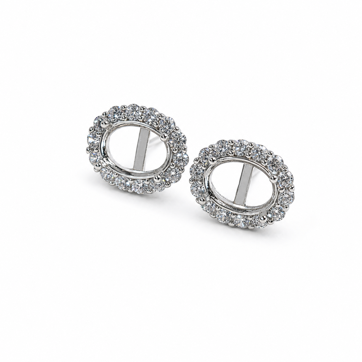 6×8mm Oval Stud Earring Setting S925 Sterling Silver